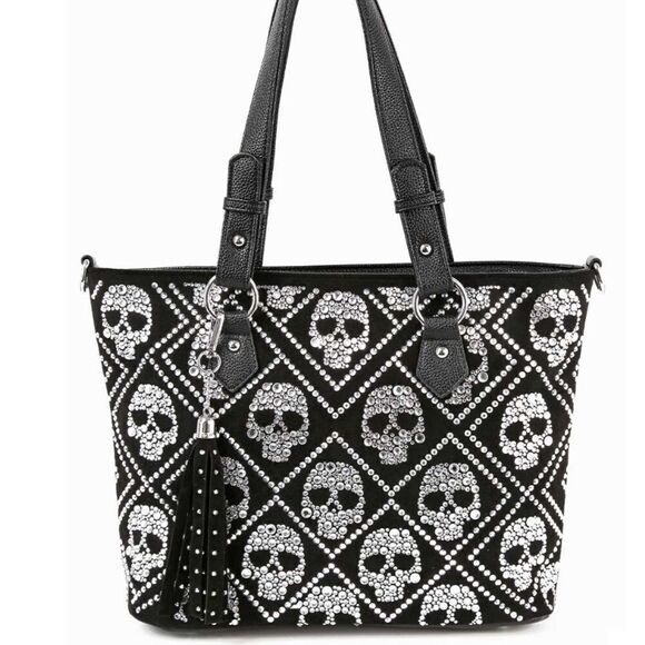 Bling Skull Fringe Tassel Tote - Picture 1 of 6